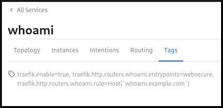 Consul Dashboard - whoami service