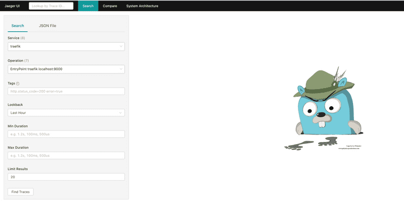 Screenshot of the Jaeger dashboard