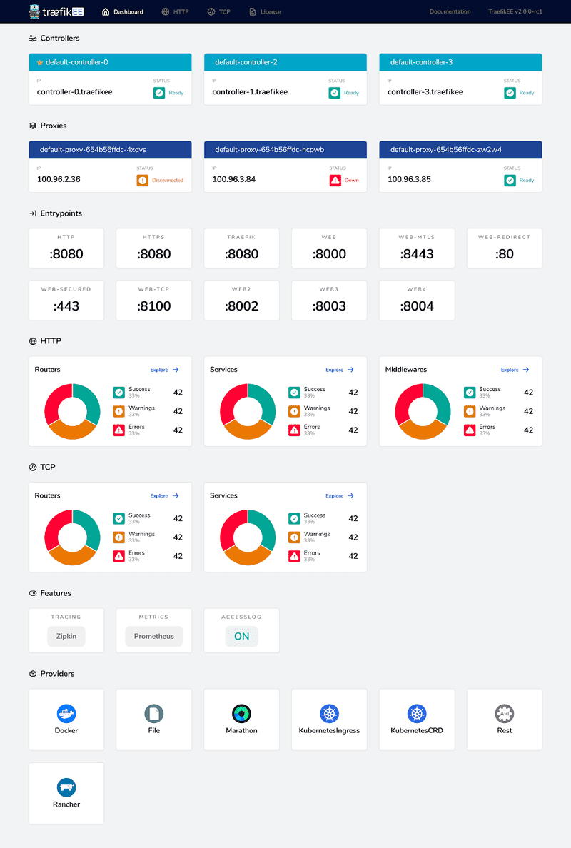 TraefikEE Dashboard Overview Page